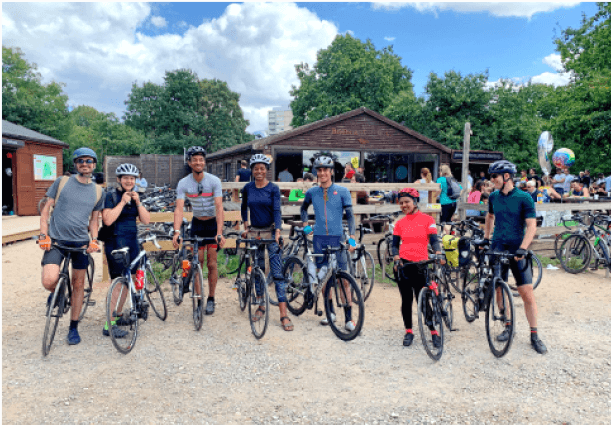 group of friends ready to biking